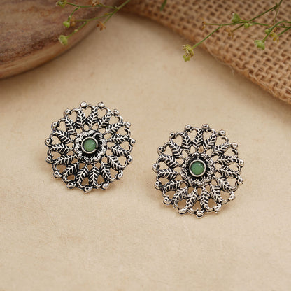Wildflower oxidised stud earrings (Pista)