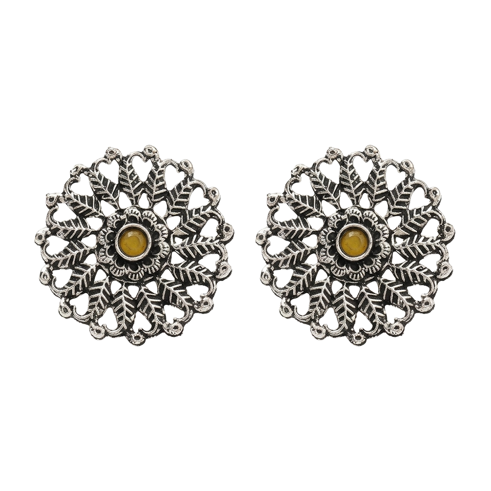 Wildflower oxidised stud earrings (Yellow)
