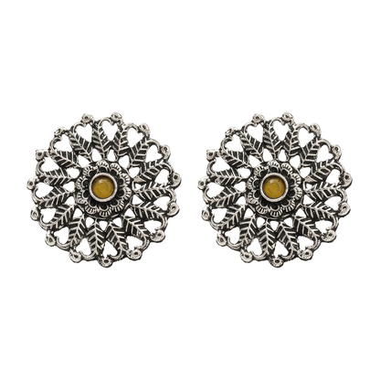 Wildflower oxidised stud earrings (Yellow)