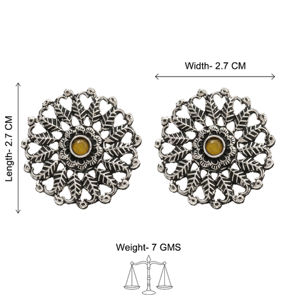Wildflower oxidised stud earrings (Yellow)