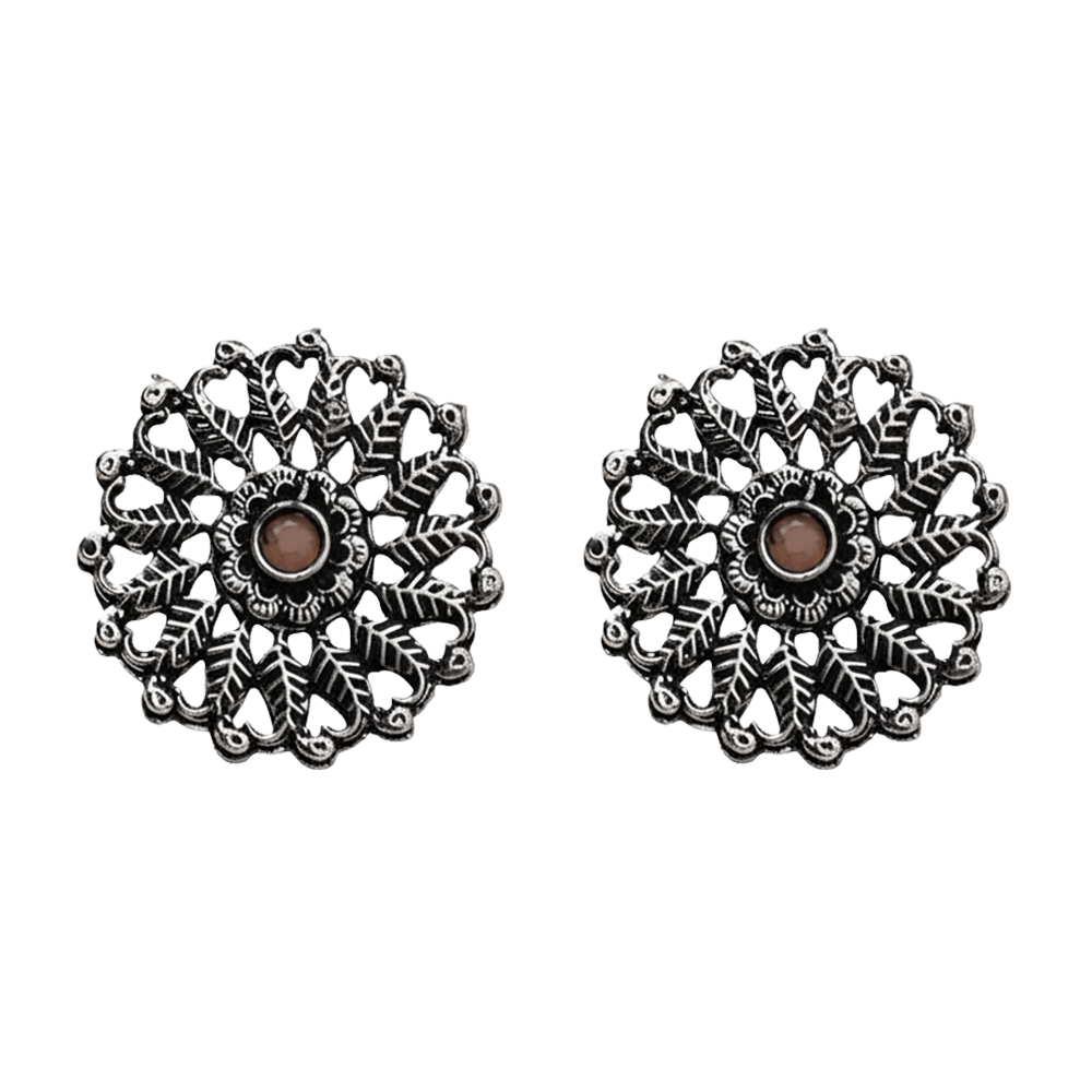 Wildflower oxidised stud earrings (Light Orange)