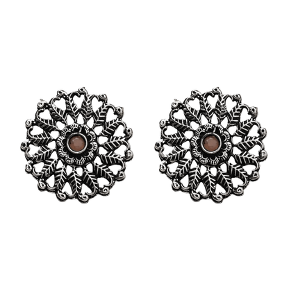Wildflower oxidised stud earrings (Light Orange)