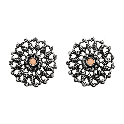 Wildflower oxidised stud earrings (Light Orange)