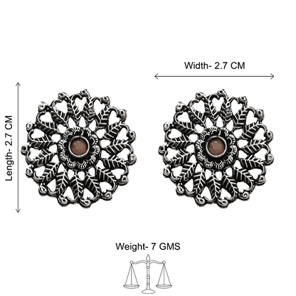 Wildflower oxidised stud earrings (Light Orange)