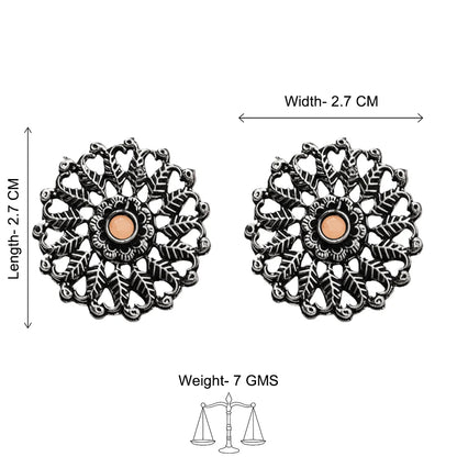 Peacock glow stone studded dangler & Wildflower oxidised stud Combo set