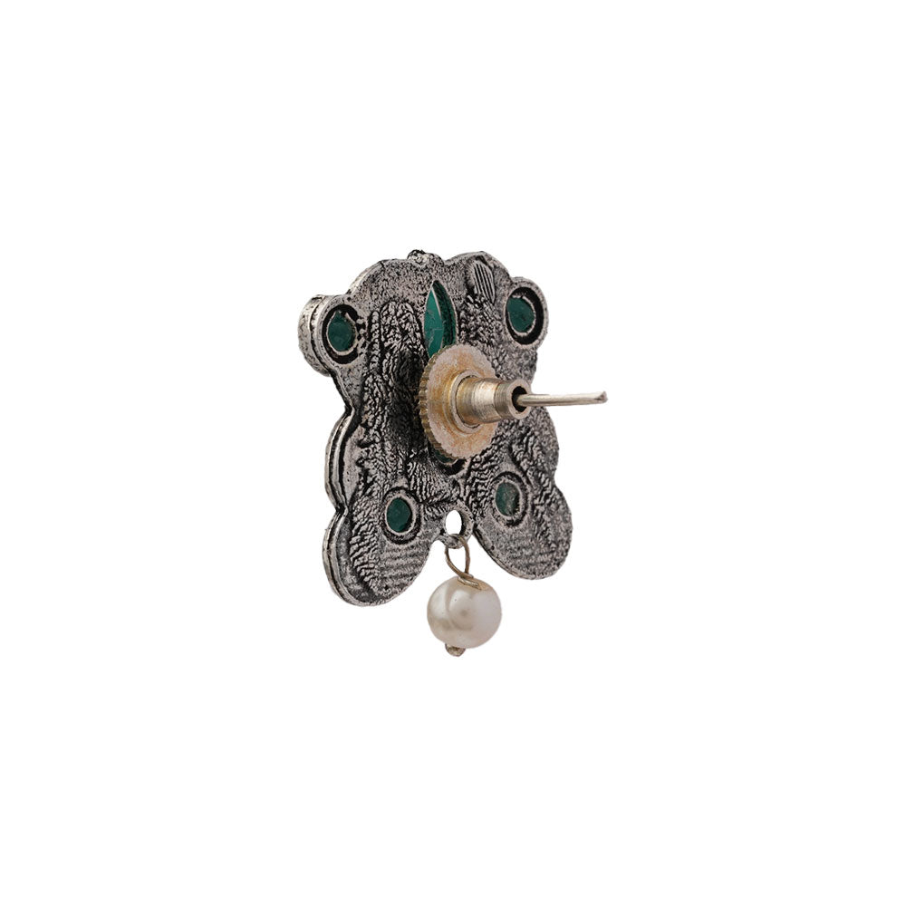 RadiantRays stone studded oxidised stud earrings (Green)