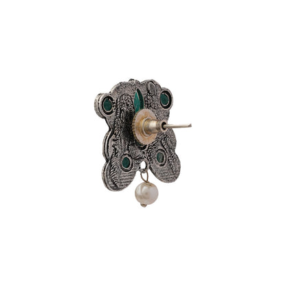 RadiantRays stone studded oxidised stud earrings (Green)
