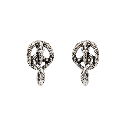 Swirly snake oxidised stud earrings (Silver)