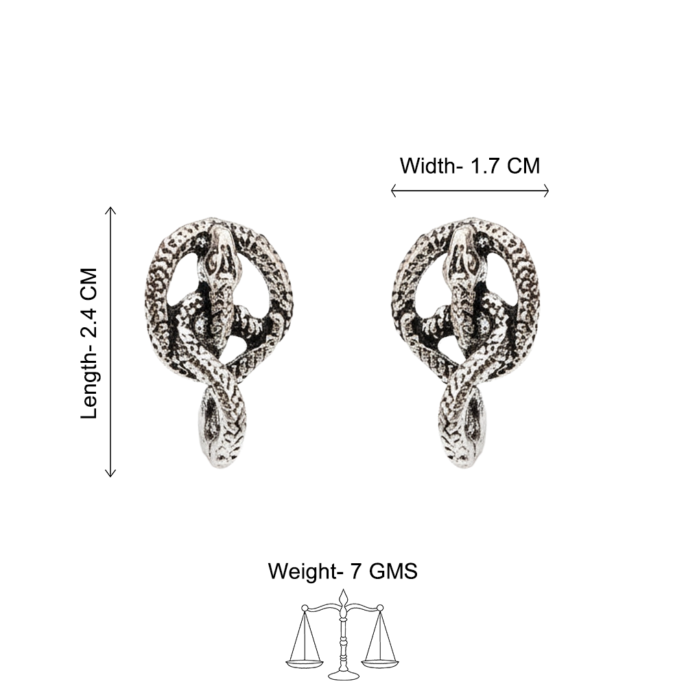 Swirly snake oxidised stud earrings (Silver)