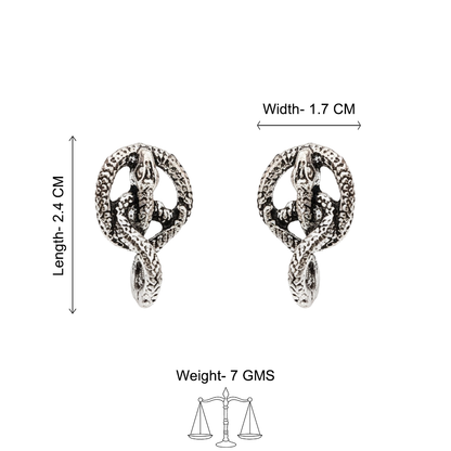 Swirly snake oxidised stud earrings (Silver)