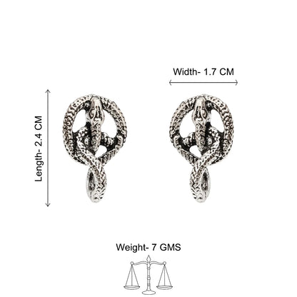 Kalash Kamal earring  Swirly snake oxidised stud earrings (Silver) Combo set