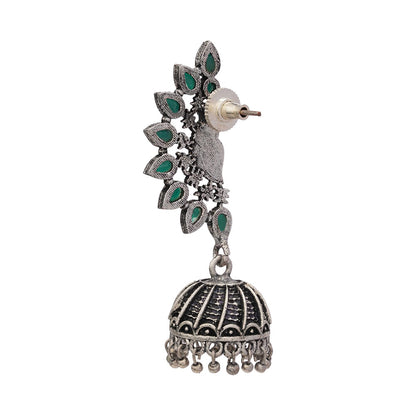floraglam stone studded jhumki earrings (Green)