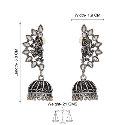 floraglam stone studded jhumki earrings (White)