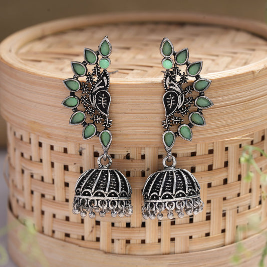 floraglam stone studded jhumki earrings (pistha)