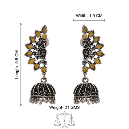 floraglam stone studded jhumki earrings (Yellow)