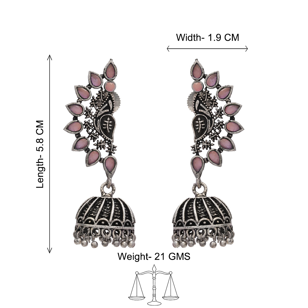 floraglam stone studded jhumki earrings (Light Ornge)