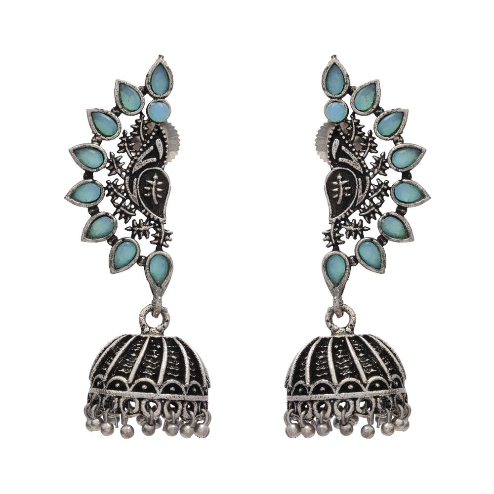 floraglam stone studded jhumki earrings (Mint)