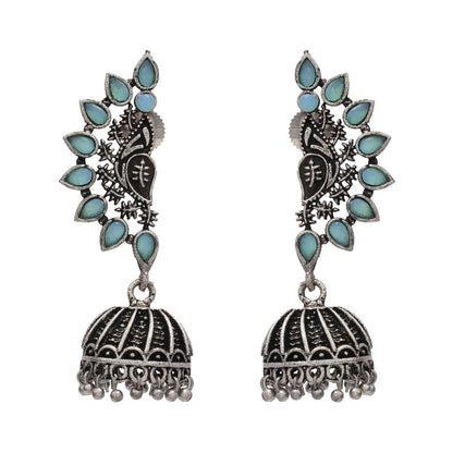floraglam stone studded jhumki earrings (Mint)