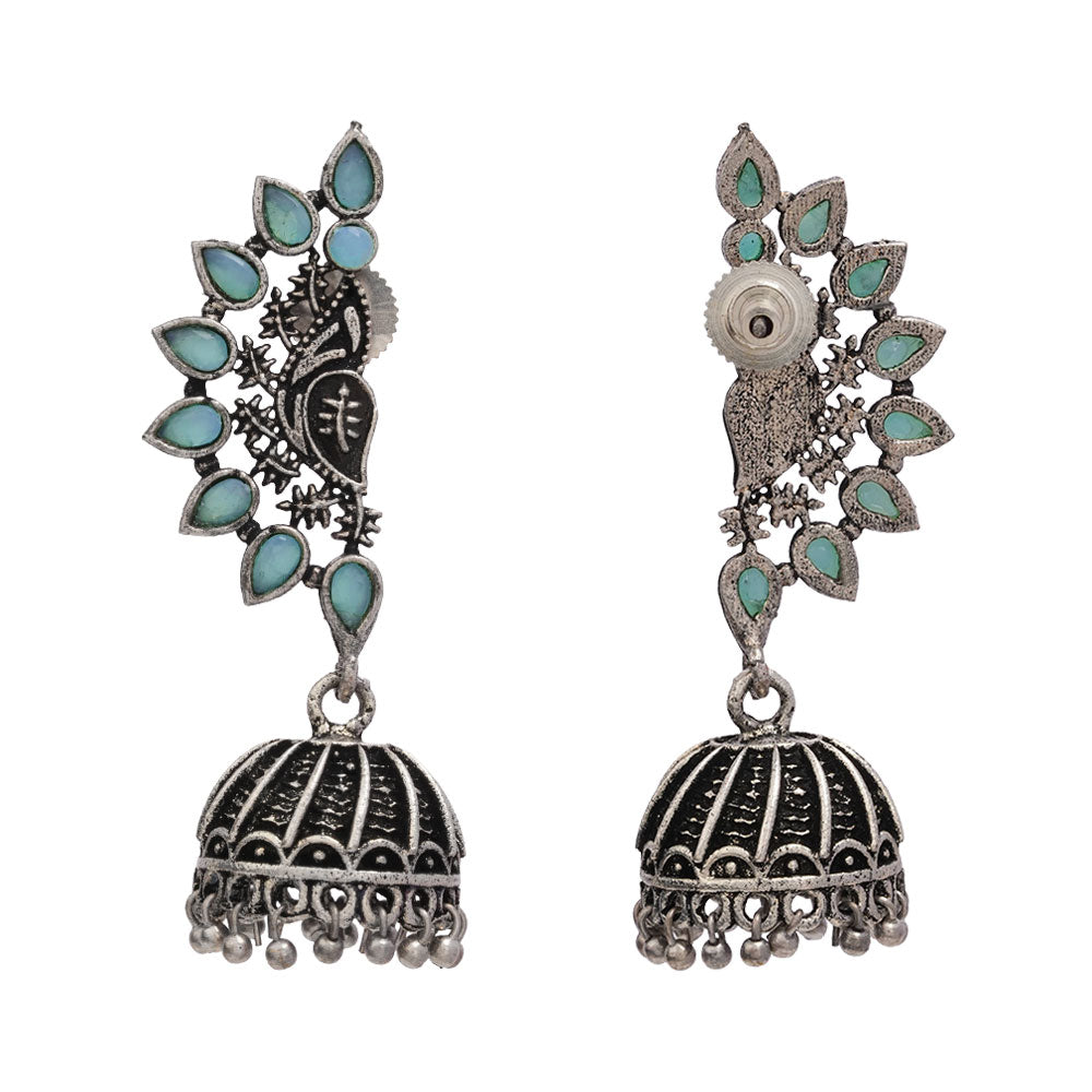 floraglam stone studded jhumki earrings (Mint)