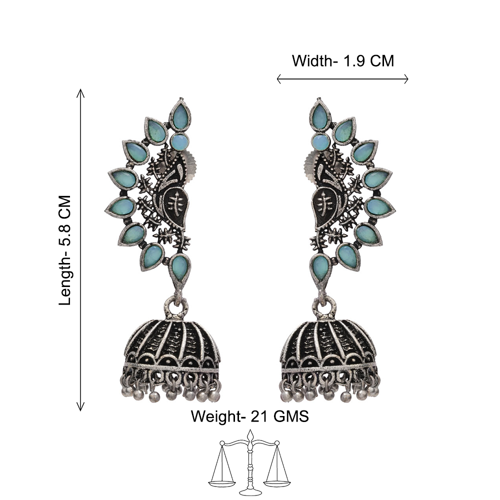 floraglam stone studded jhumki earrings (Mint)