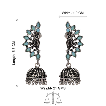 floraglam stone studded jhumki earrings (Mint)
