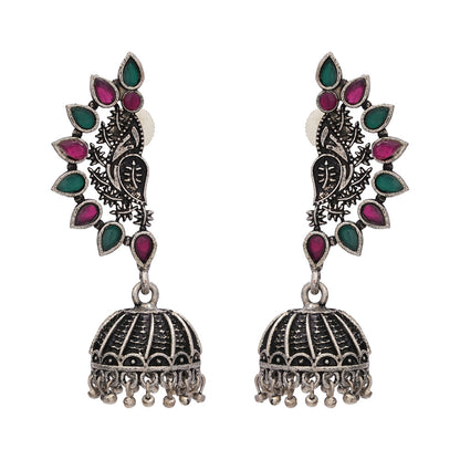 floraglam stone studded jhumki earrings (Multicolor)