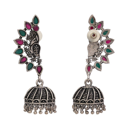 floraglam stone studded jhumki earrings (Multicolor)