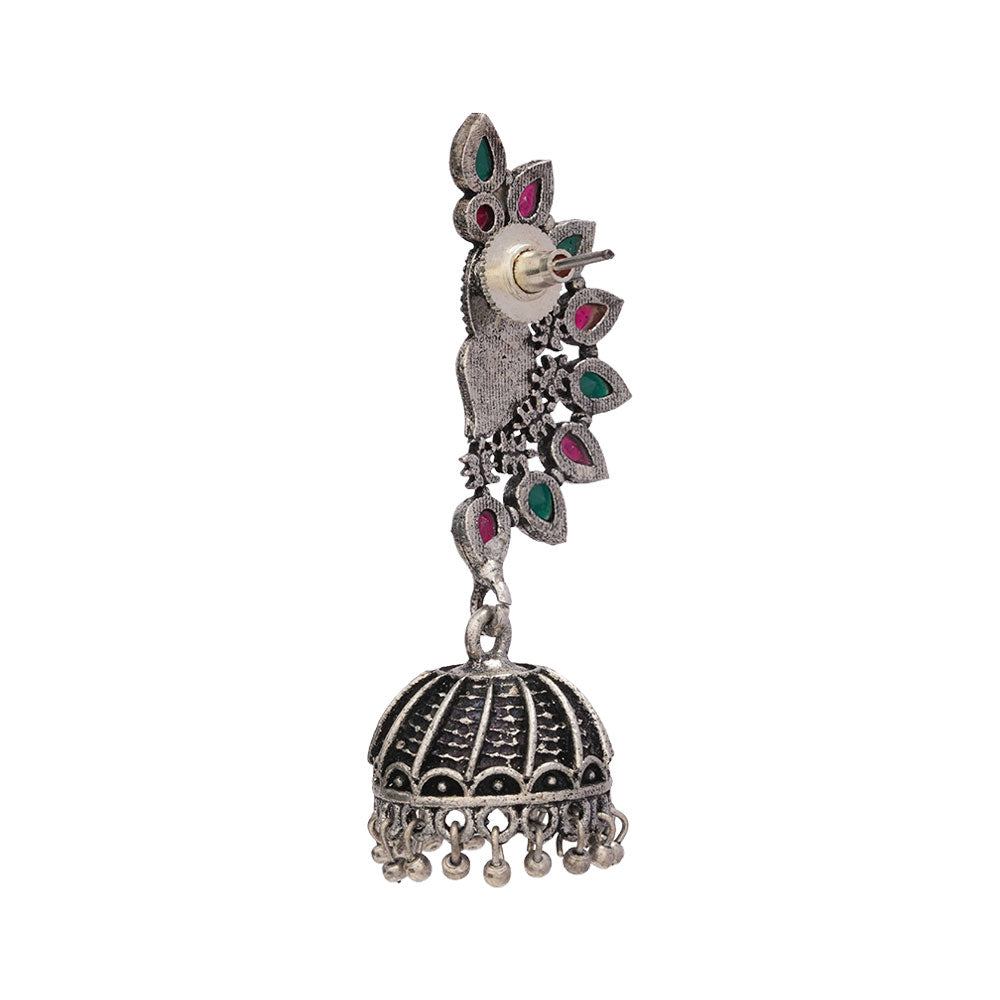 floraglam stone studded jhumki earrings (Multicolor)