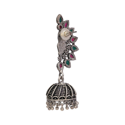 floraglam stone studded jhumki earrings (Multicolor)