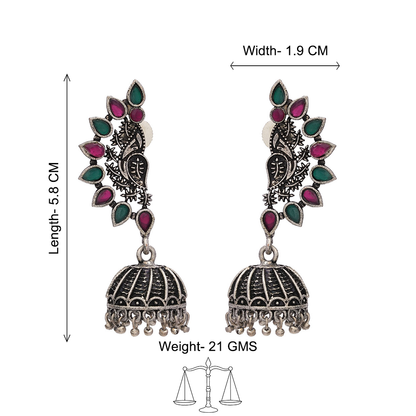 floraglam stone studded jhumki earrings (Multicolor)