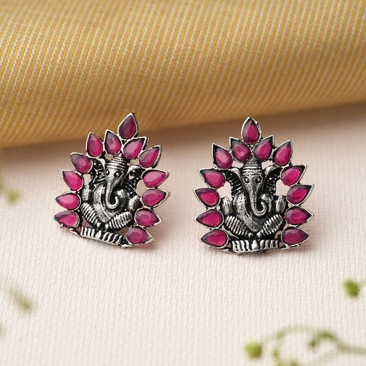 sacred shine stud earrings(RED)