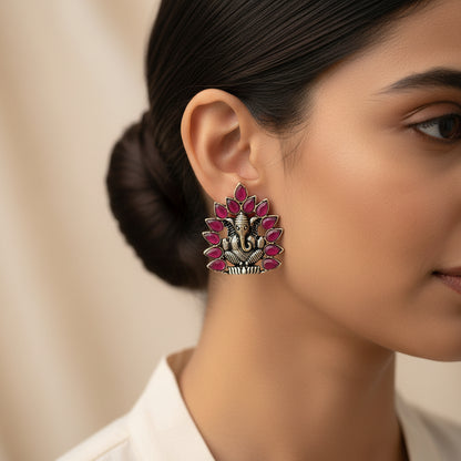 sacred shine stud earrings(RED)