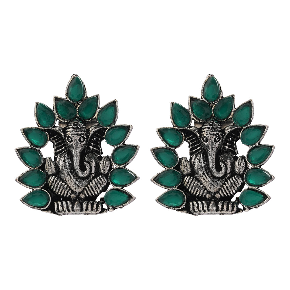 sacred shine stud earrings(Green)