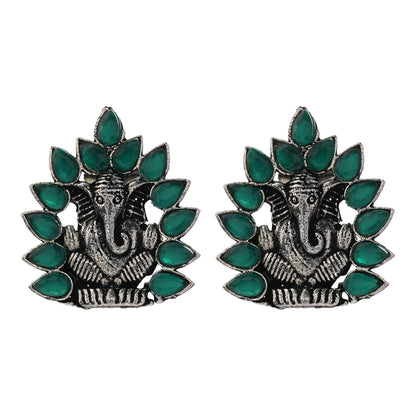 sacred shine stud earrings(Green)