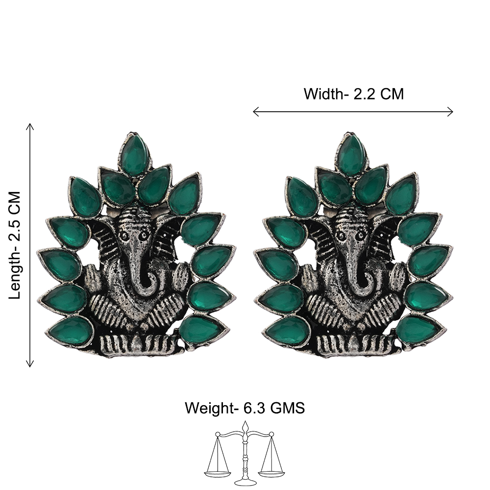 sacred shine stud earrings(Green)