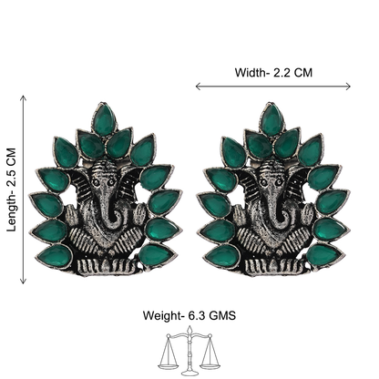 sacred shine stud earrings(Green)