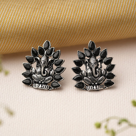 sacred shine stud earrings(Black)