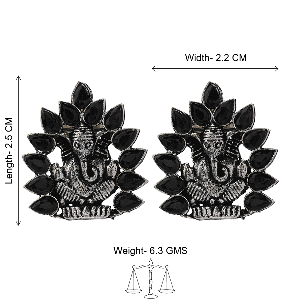 sacred shine stud earrings(Black)