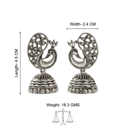 Mayur Vilas Silver Brass Oxidised Jhumki earrings