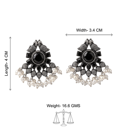 Gulratan Antique Pearl Drop Brooch Earring (Black)