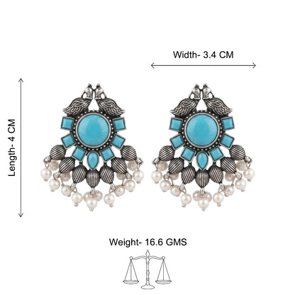 Gulratan Antique Pearl Drop Brooch Earring (sky blue)