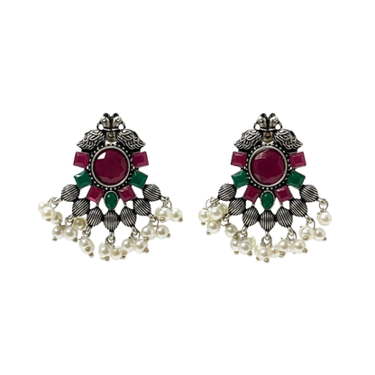 Gulratan Antique Pearl Drop Brooch Earring (Multicoloured)