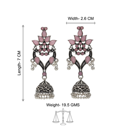 Rajrani Pink Floral Drop Jhumkas