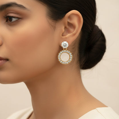 Soft Halo- Stone studded dangler earrings