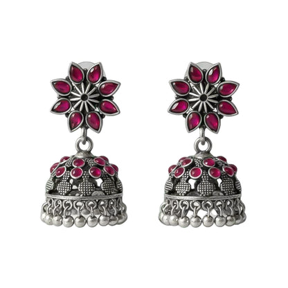 flower-shaped top with petal-like Red stones