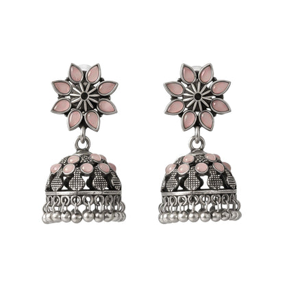 flower-shaped top with petal-like Baby pink stones