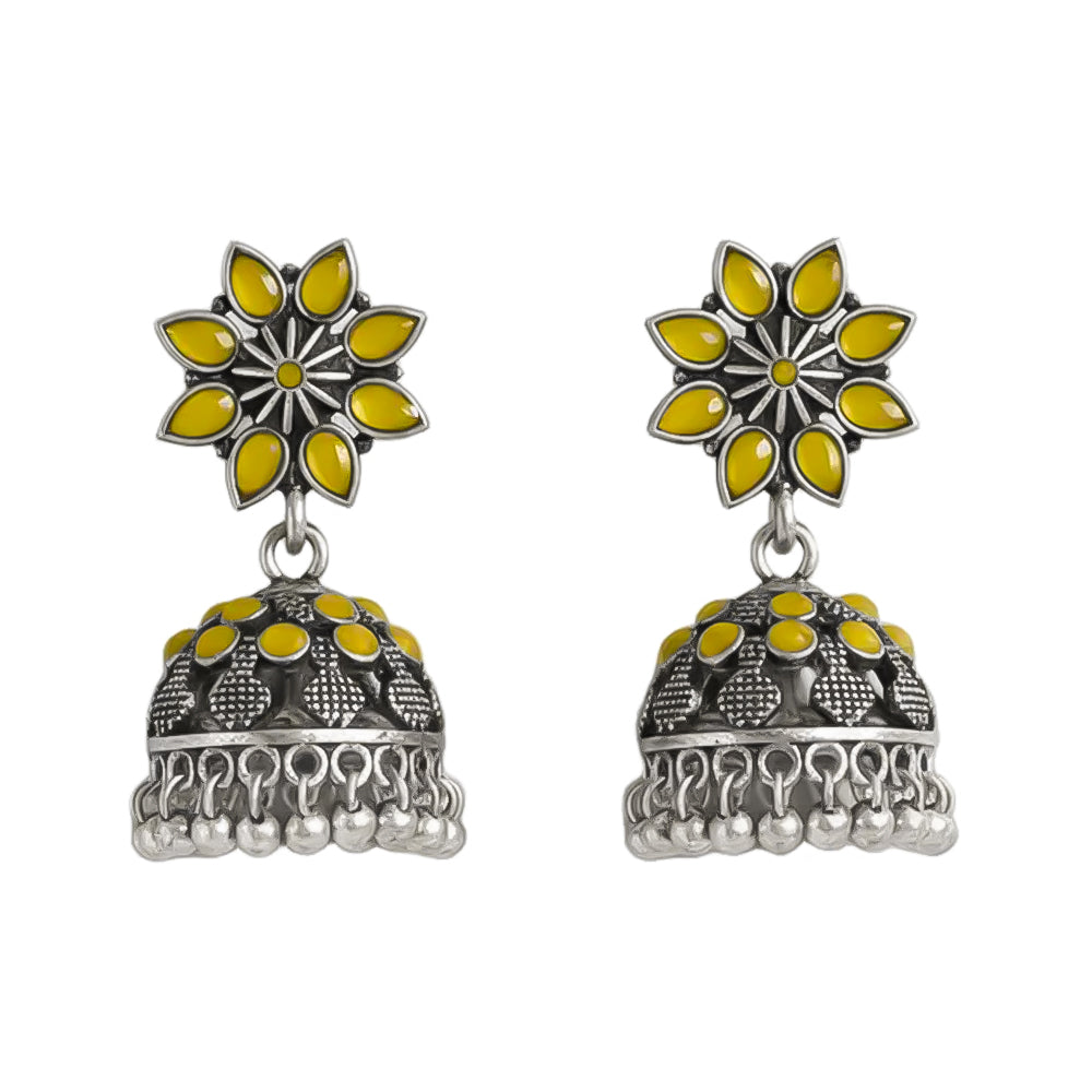 flower-shaped top with petal-like yellow stones