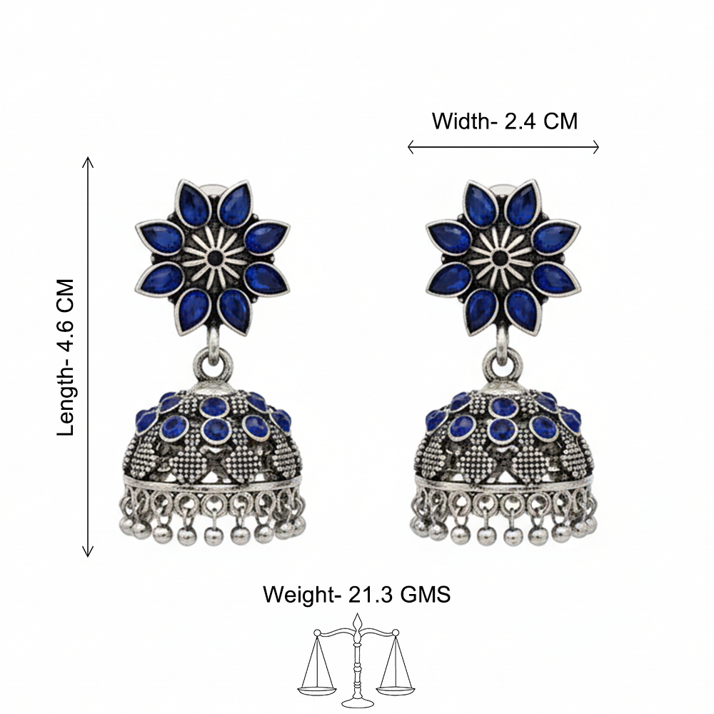 flower-shaped top with petal-like blue stones