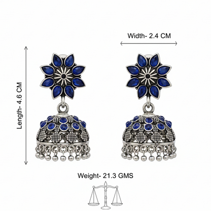 flower-shaped top with petal-like blue stones