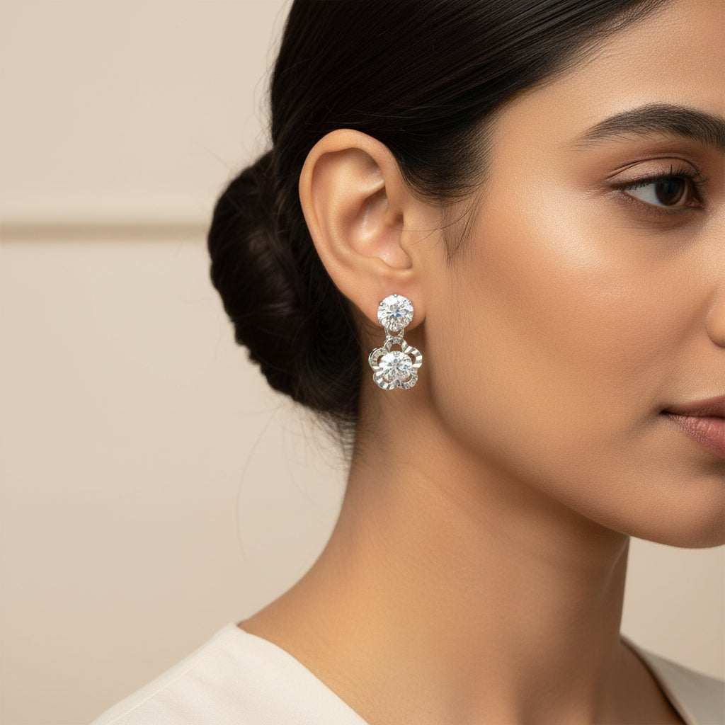 Crystal Flash- Stone studded dangler earrings